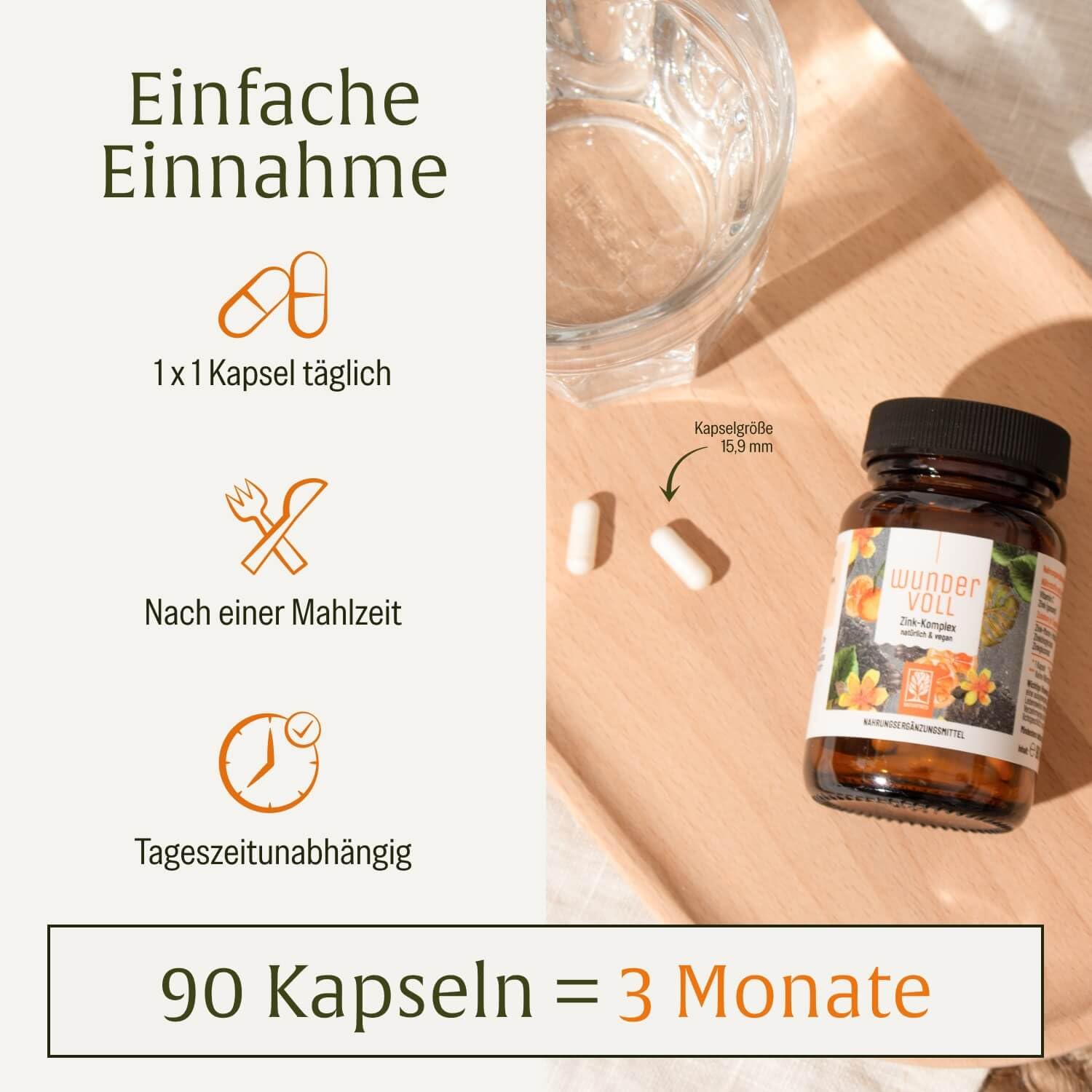 NATURTREU® Zink hochdosiert 25mg - 3-fach Vitamin C Zink Kapseln | 270 Tage Vorrat - Vorteilsbundle 3er Paket - vegan - in Deutschland produziert - Zink Komplex Vitamin C