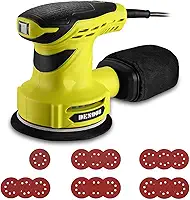 DESOON Lixadeira Orbital 300W Elétrica Profissional 125mm 7000-14000 RPM 127V com Velocidade Variável e Coletor de Pó Kit 16 Lixas para Madeira e Metal