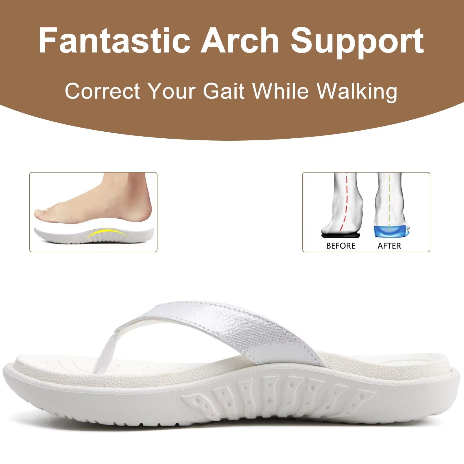 jiajiale Infradito Donna Moda Ortopediche Estive Comode Pelle Supporto Arco Plantare Flip Flop Doccia Spiaggia Piscina Aperte Mare Leggere Eleganti Ciabatte Antiscivolo Gomma Suole