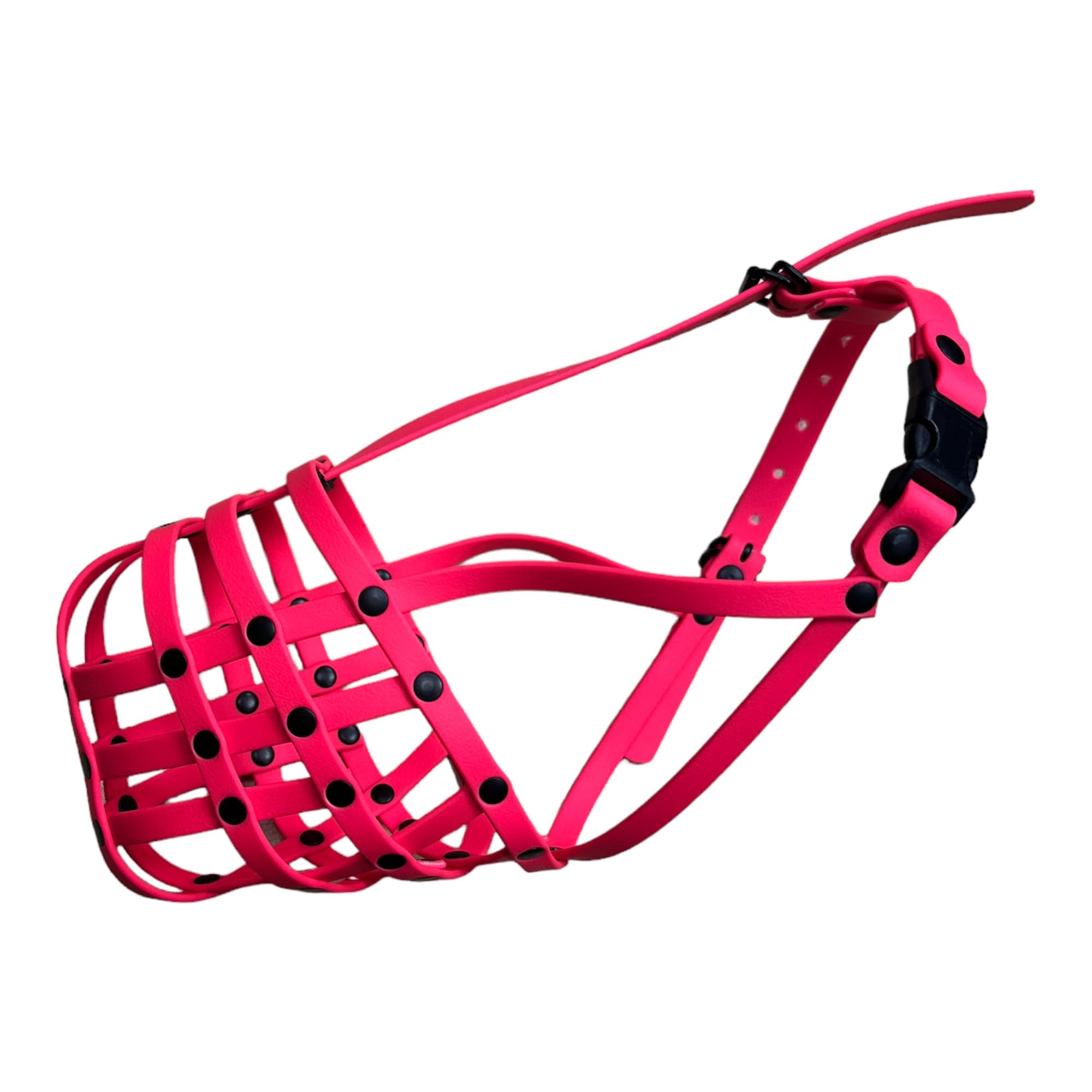 Strong Biothane Dog Muzzle for American Bully XL | Waterproof & Odour-Proof Basket Design | Durable Training Muzzle for Biting & Scavenging (BXL4, Pink)
