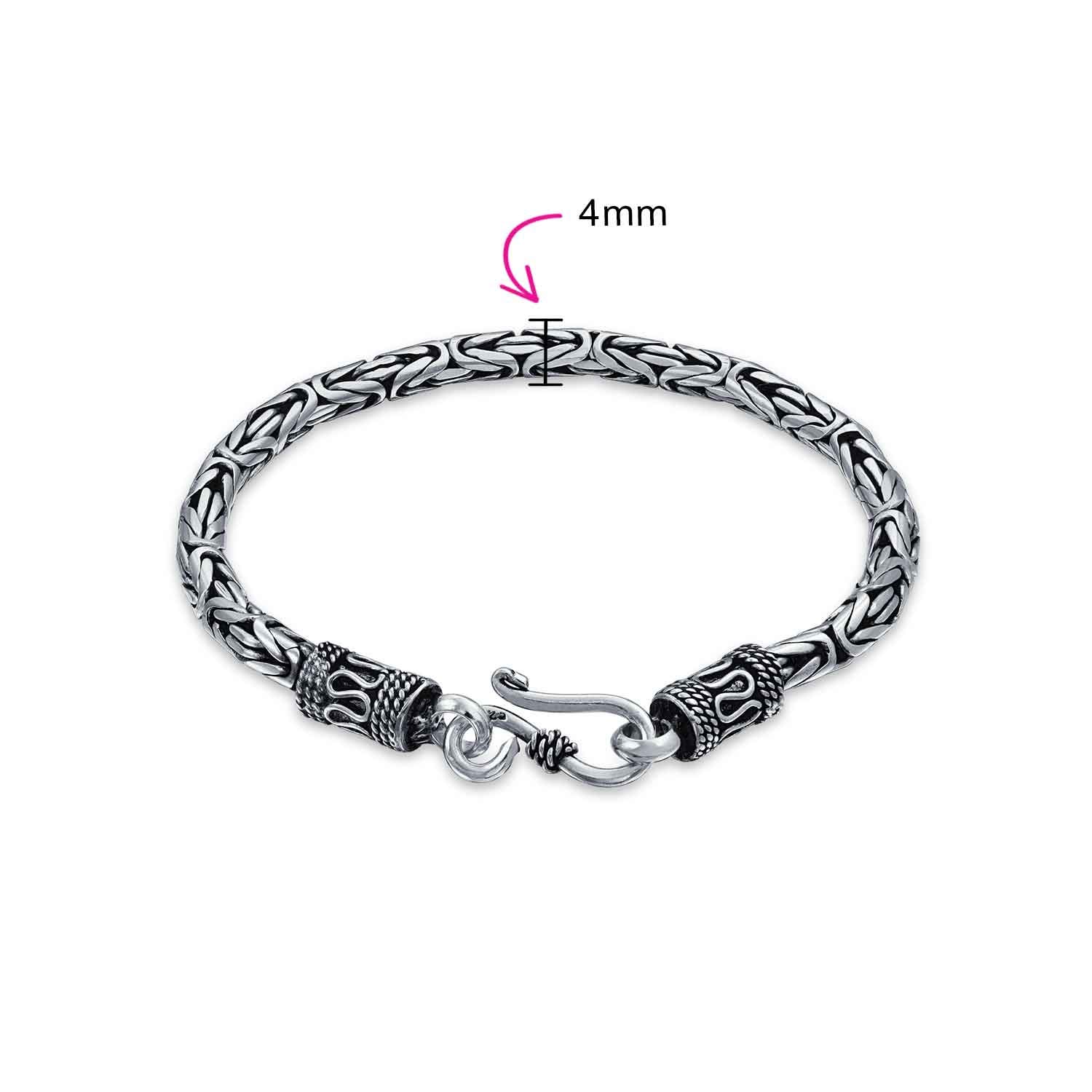 Bling Jewelry Unisex Bali Bizantino Catena Link Asiatico Drago Bracciale Occhio E Gancio Anticato 925 Argento Per Donne Uomini Adolescente Fatto A Mano In Thailandia 7, 7,5, 8, 9 Pollici