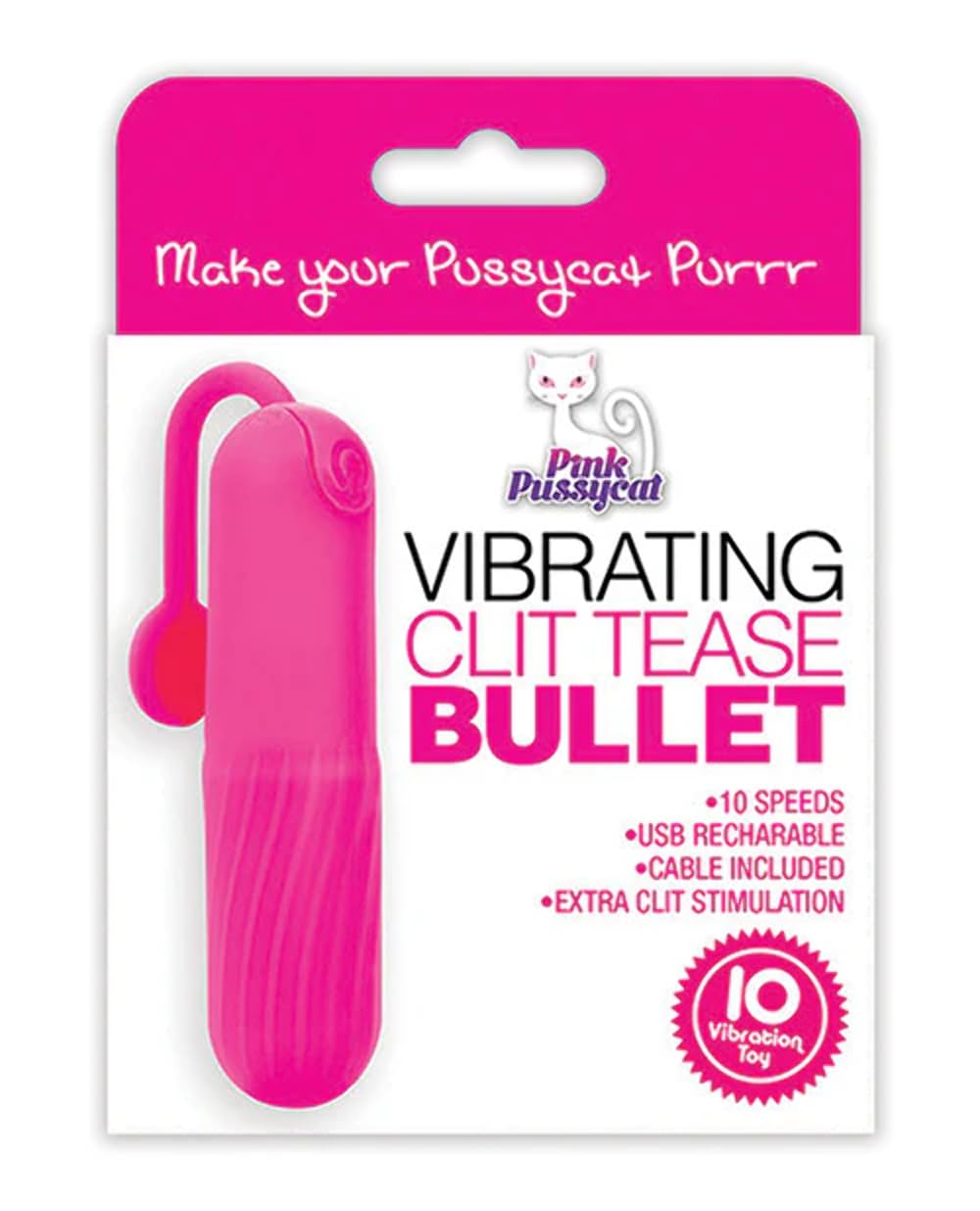 Amazon.com: Pink Pussycat 10-Speed, Rechargeable, Water Resistant, Vibrating  Clit Tease Bullet : Health & Household