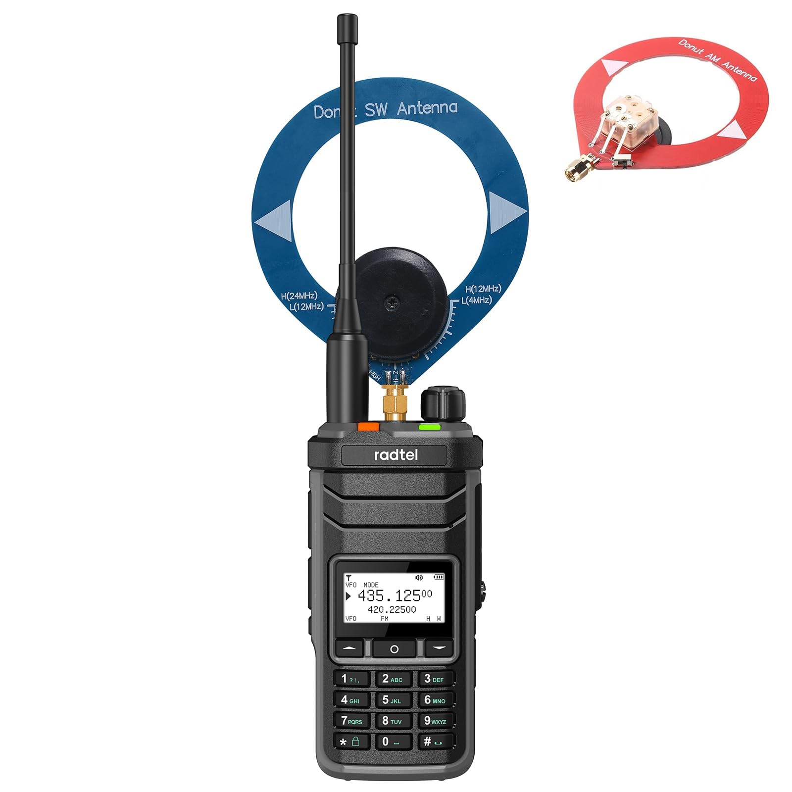 Radtel RT-860 Radio Ham Multibanda HF UHF VHF Dual Band con Ricezione AM USB LSB CW CB LW MW SW SSB, 1024 Canali, Batteria 2000mAh, Ricarica Type-C (Con Antenne SW/MW)