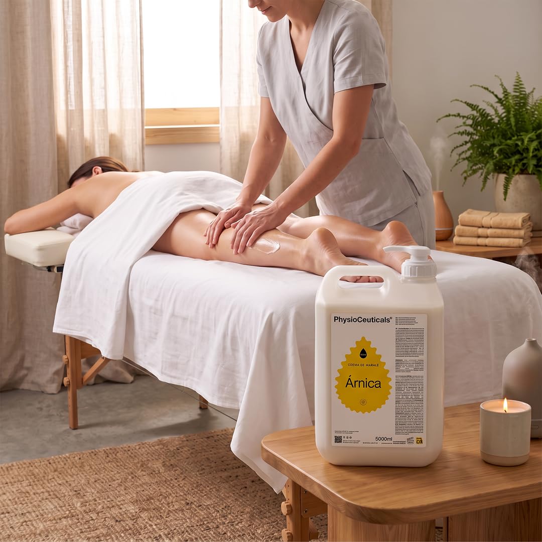 Crema de Masaje con Árnica 5000ml + Dosificador - Deslizamiento Profesional con Árnica Montana para Fisioterapia, Quiromasaje y Spa