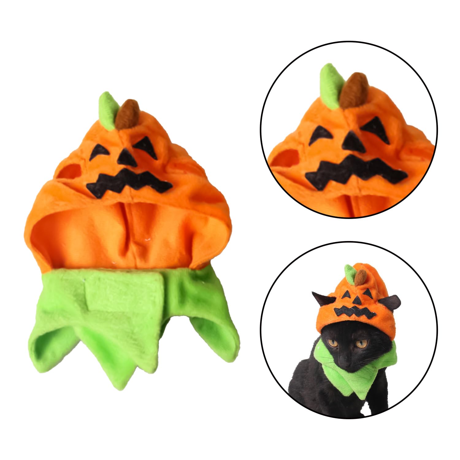 Bohue 2pcs Halloween Pumpkin Cat Hat Dog Bandanas Pet Pumpkin Headdress Halloween Supplies Party Accessories for Cats Dogs - Image 3