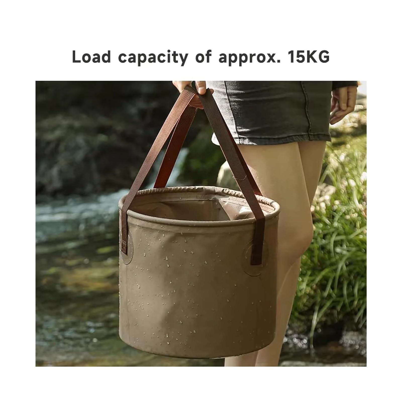 Seau de camping portable pliable étanche – Bassin de voyage multifonctionnel pour la randonnée, la pêche et le stockage en plein air, idéal pour les outils et le café – Durable et léger