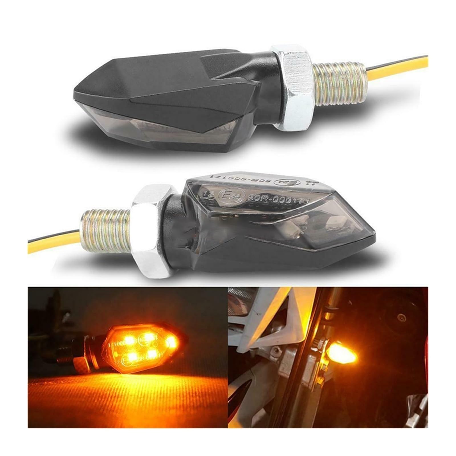 Genérico Intermitentes de moto señal de giro 1 par para la mayoría de las motocicletas LED de para giro para luz de señal 12V intermitentes ámbar indicador intermitente para lámpara de señal