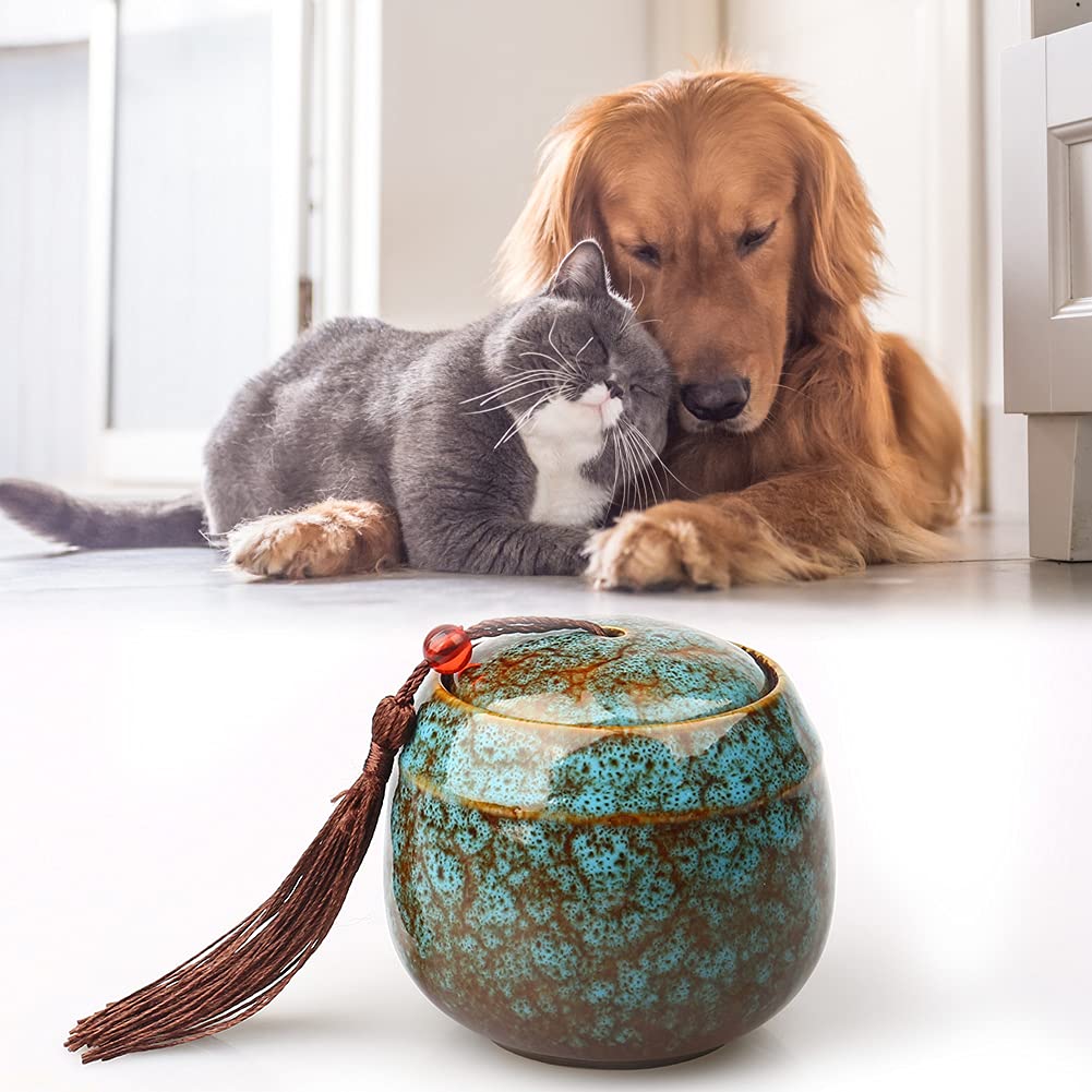 Urna Ricordo in Ceramica, Mini Urna per Ceneri Umane, Cremazione e Sepoltura per Animali Domestici, Adulti, Cani e Gatti - Ricordo Funerale