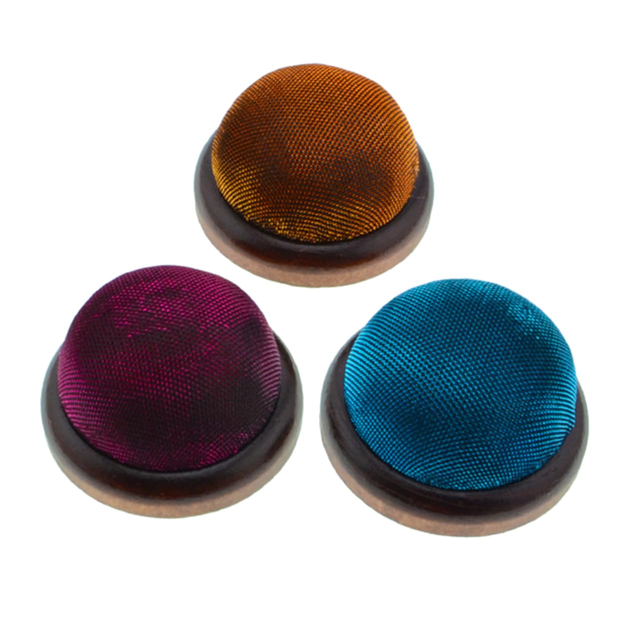 STOBOK 9piezas Cojín De Agujas Base De Madera y Brillo De Dorado Rojo Azul Organizador De Alfileres Para Manualidades y Costura