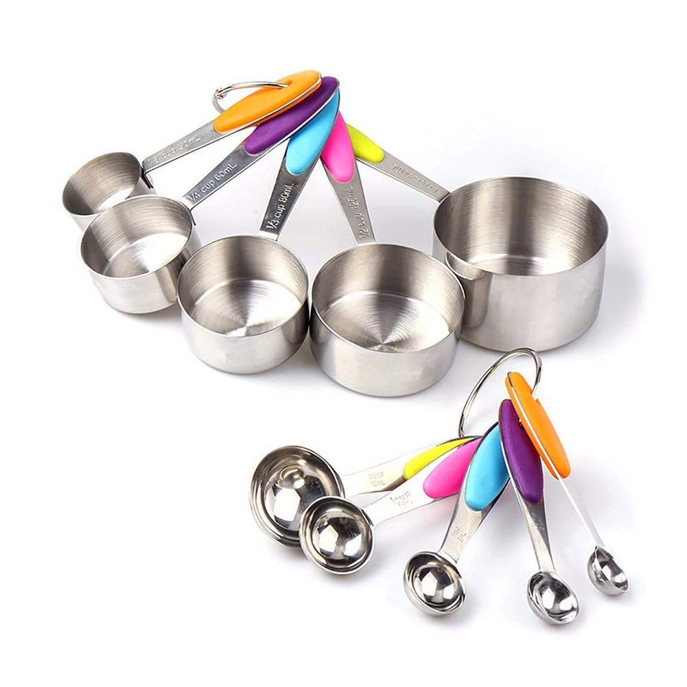 Set di 10 misurini e misurini con manico in silicone, composto Set di 10 misurini e misurini con manico in silicone, composto