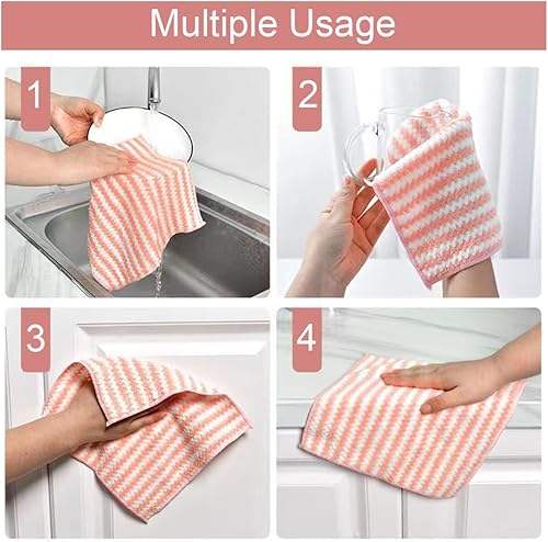 Miniatura 5 de Paquete de 12 trapos de limpieza de cocina de microfibra súper absorbentes, paños de limpieza para platos, multiusos, reutilizables, para polvo y