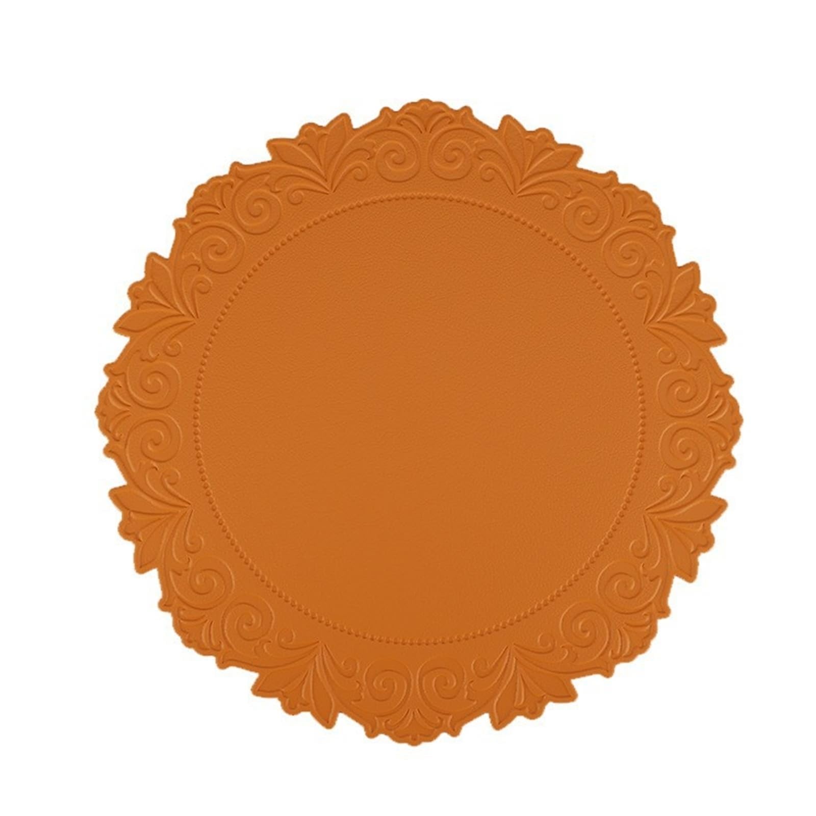 Juego de 6 manteles individuales de piel de PVC rectangulares con flores en el borde, manteles individuales para cocina y comedor naranja, 38 cm