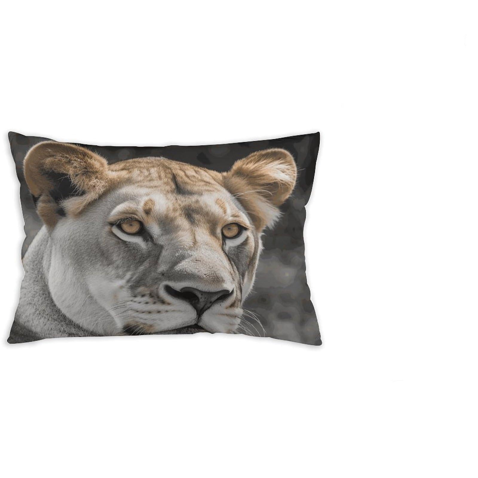 FodPand Short Plush Lioness Throw Pillow Covers 12x20 Soft Decorative Lumbar Pillow Cases with Hidden Zipper Modern Cushion Covers for Couch Sofa Bedroom Living Room Car Decor