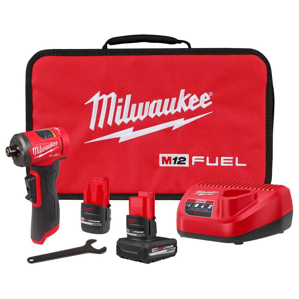 Access Tight Spaces: Milwaukee M12 Fuel 1/4 Inch Right Angle Die Grinder with 2 Batteries