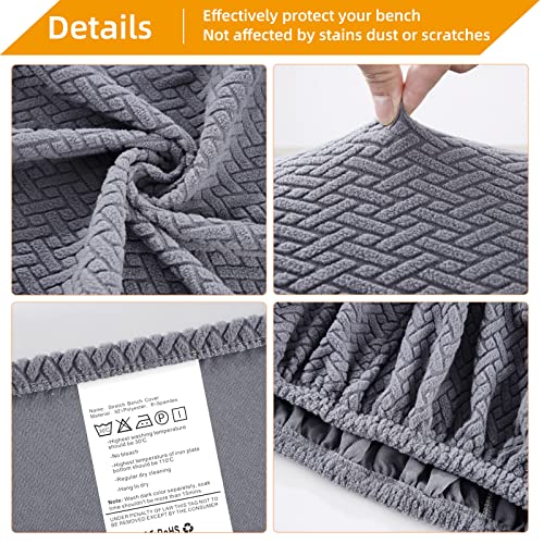 Yisun New Dining Bench Cover, Stretch Wear-Resistant Bench Slipcovers, Anti-Slip Removable Bench Covers For Living Room, Bedroom, Kitchen (Weave Grey) #TOP3