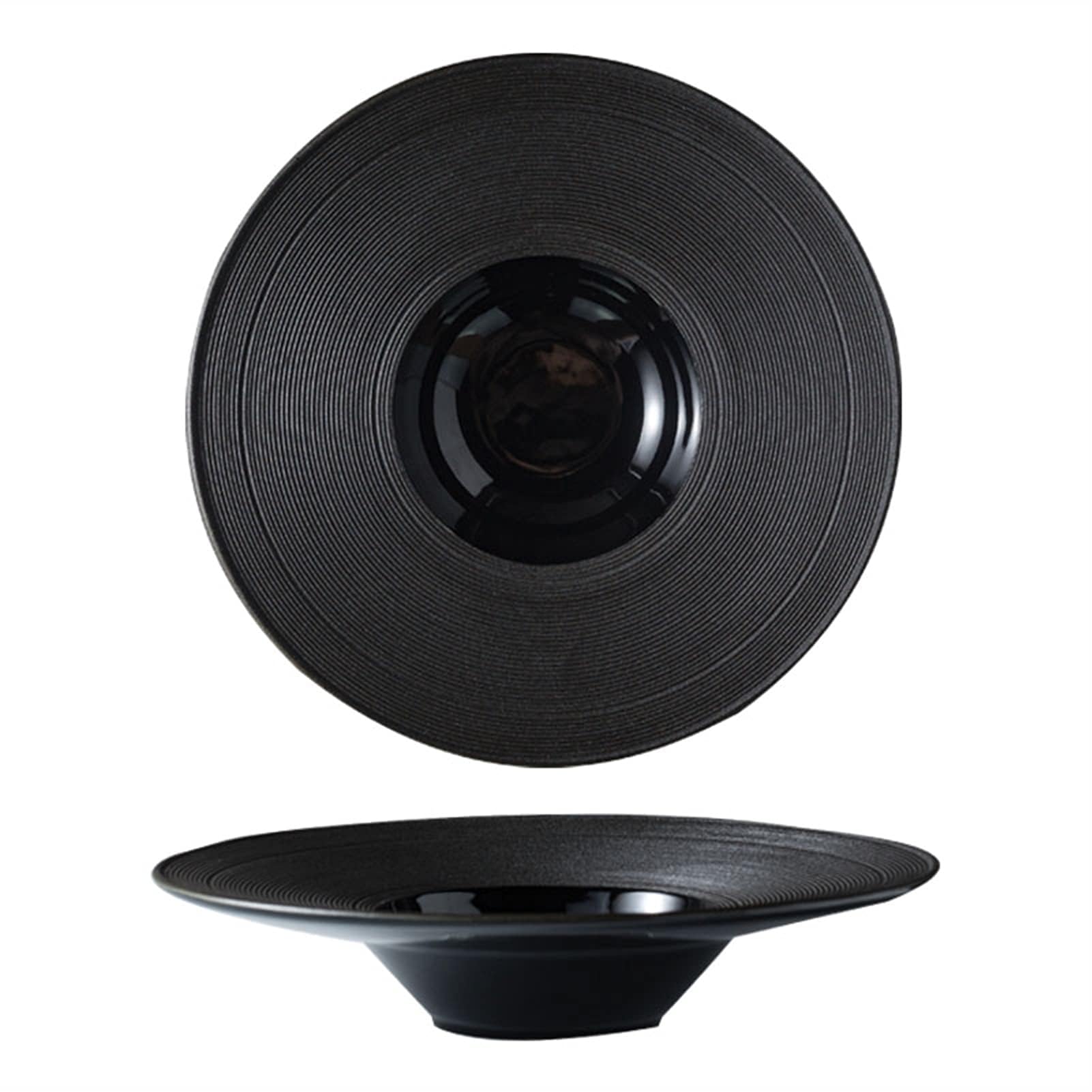 Essteller Nordic Ceramic Western Steak Pasta Plate Hotel Creative Premium Dinner Plates Haushaltsmattes schwarzes Geschirr 12 Zoll(12 Inches-02)