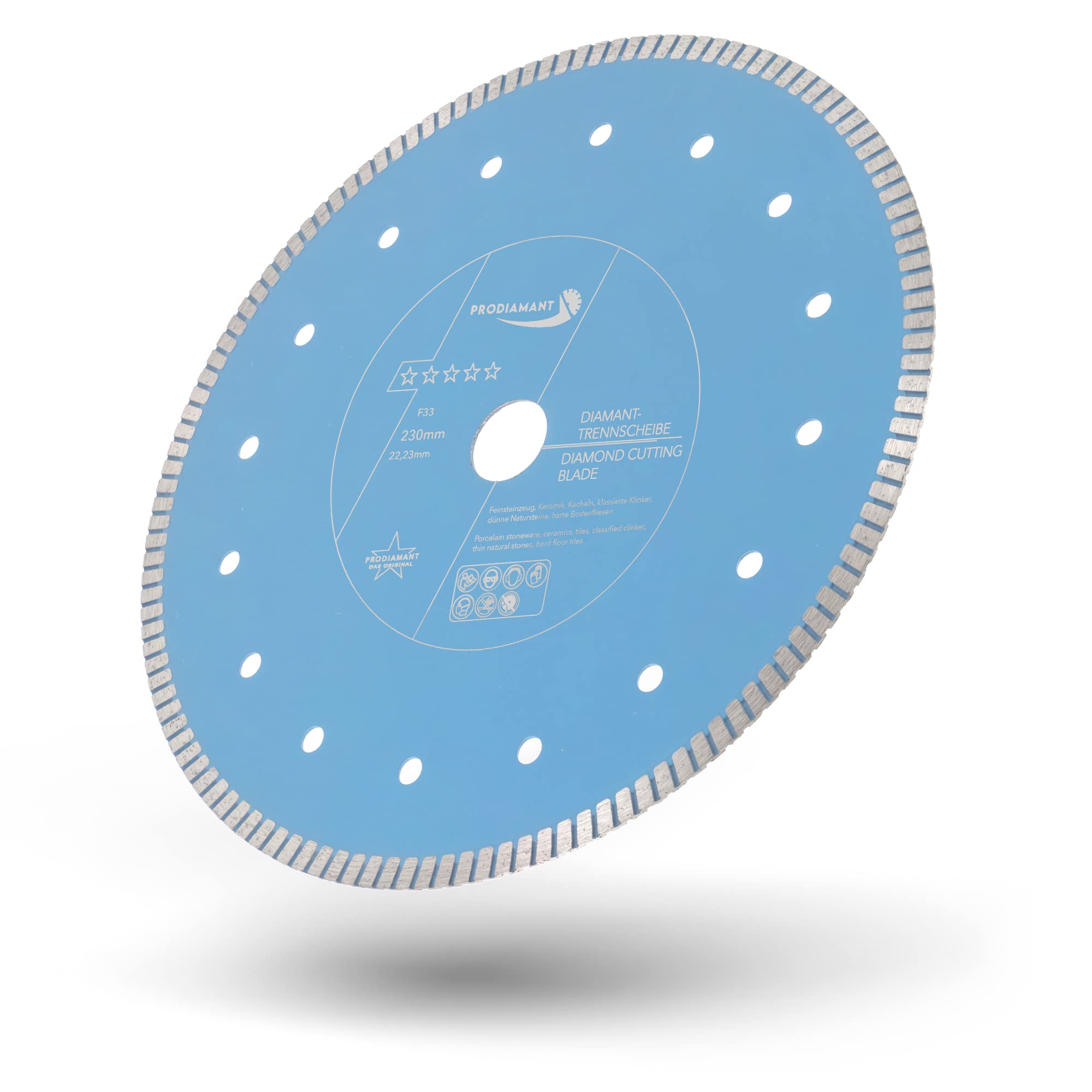 PRODIAMANT F33 - Disco diamantato professionale, ø 230 mm, per pietre naturali, granito e piastrelle, foro 22,2 mm, M14, extra sottile, in pietra naturale