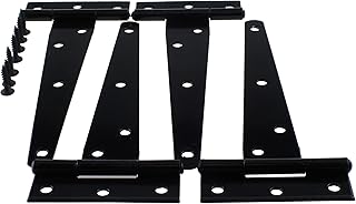 4PCS Rustproof T-Strap Heavy Duty Shed Door Hinges Gate Strap Hinges Barn Door Hinges Shed Door Strap Hinges for Wooden Fences,Yard,Barn Door, Black