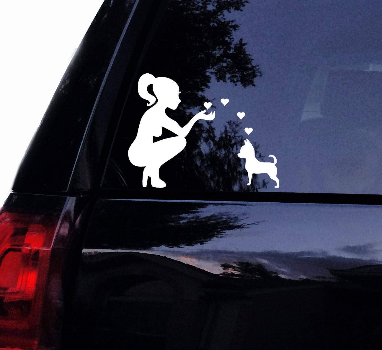 Dozili Chihuahua Decal Lady Loves Her Chihuahua Dog Chihuahua Mom Vinyl Car Decal Laptop Decal Window Wall Sticker 8"