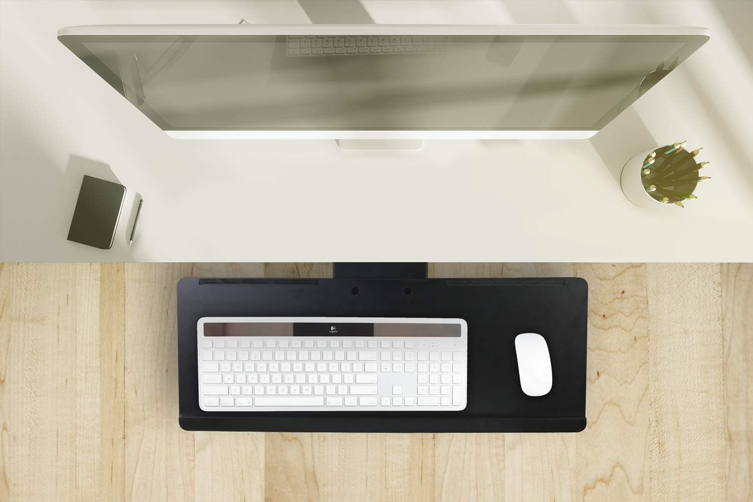 Black Adjustable Under Desk Keyboard Tray with Gel Wrist Pad