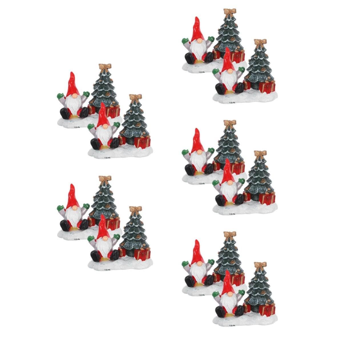 FRCOLOR 10 Pièces Figurines de Noël Père Noël et Sapin en Résine pour