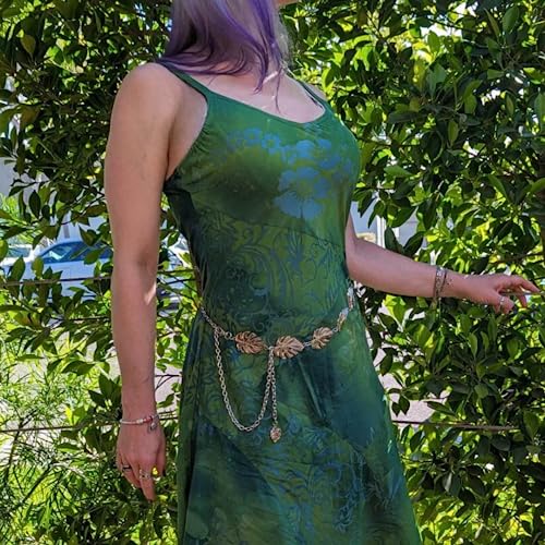 Monstera Leaf Silver Metal Western Chain Belt - Boho Fairy Witchy Body Jewelry for Women - Adjustable Waist Belt for Plant Moms, Ren Faire & Festival Style4