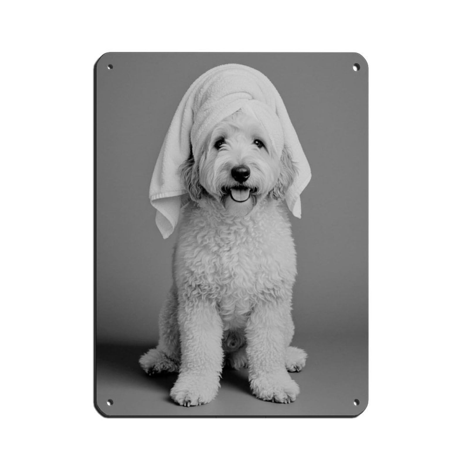 Bathroom Spa, Sheepadoodle Dog Retro Poster Metal Tin Sign Chic Art Retro Iron Painting Bar People Cave Cafe Family Garage Poster Wall Decoration 12x16inch(30x40cm)