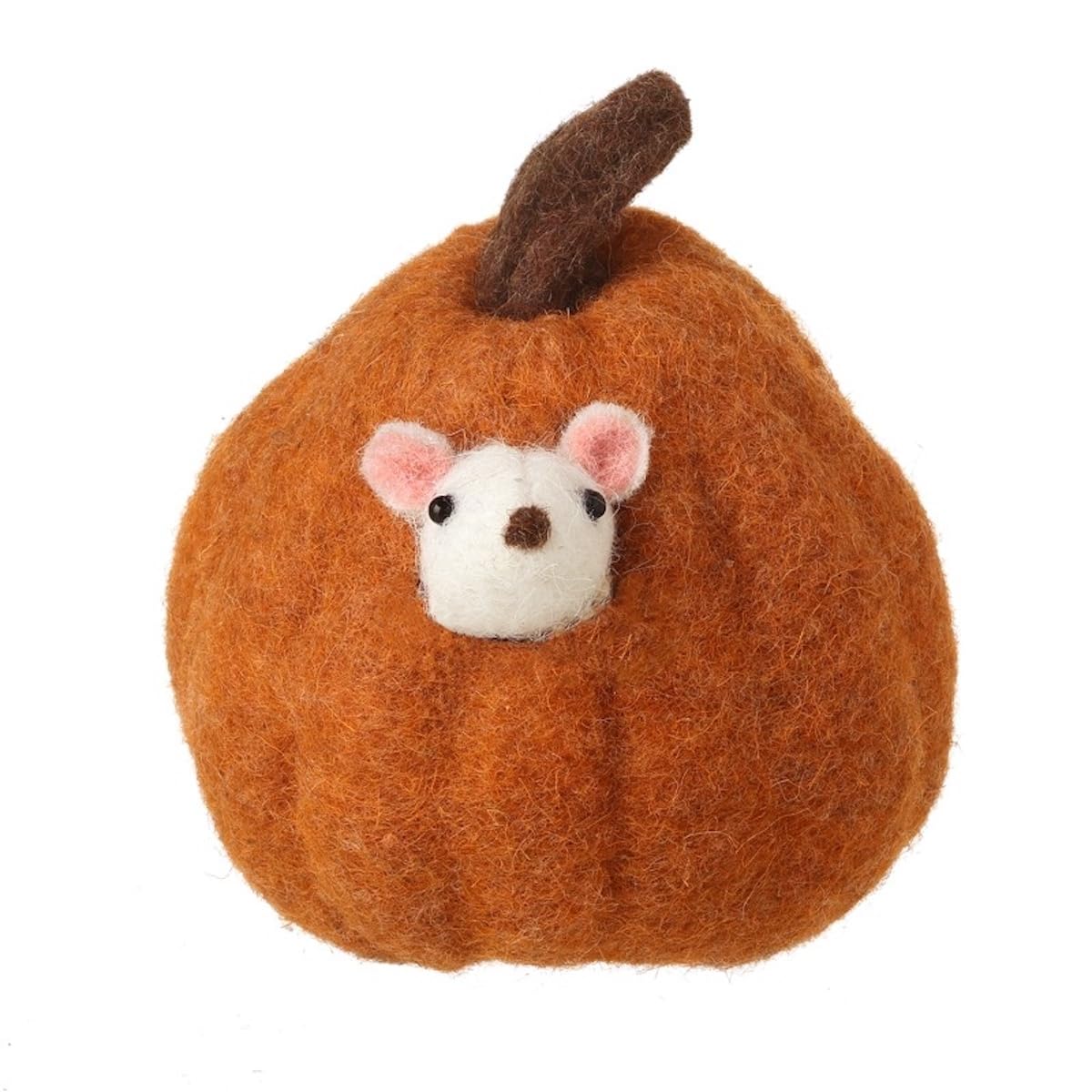 Heaven Sends Orange Felt Mouse In Large Pumpkin Halloween Decoration