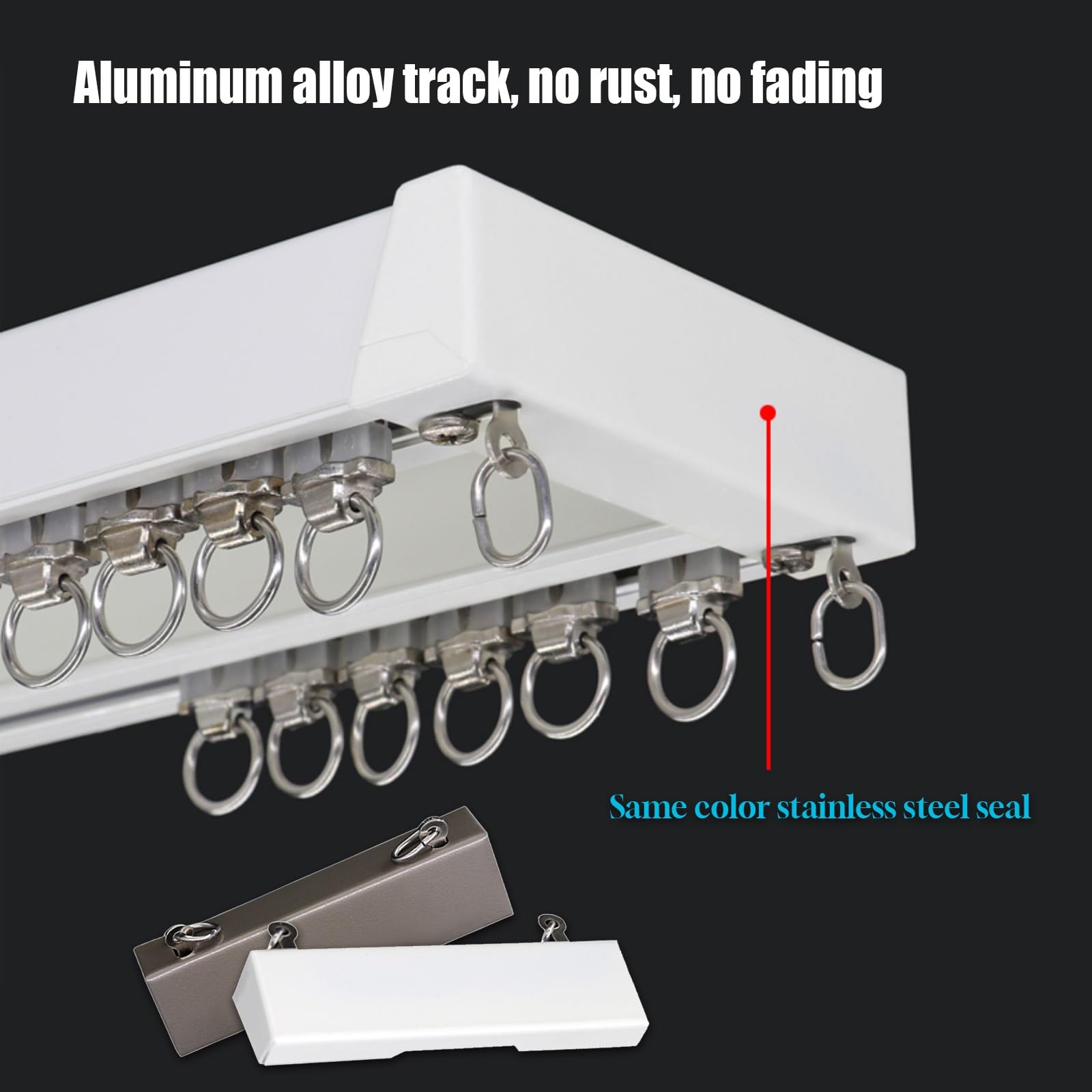 Riel de Cortina de Doble hilera Montaje en el Techo Sistema de rieles Dobles para Cortinas para Dormitorio/Sala de Estar/Ventana/Hotel Divisores de ambientes Fácil instalación(Wit,1.7m(5.6ft))