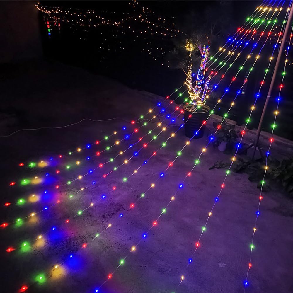 OHMG Guirlande Lumineuse Sapin de Noël avec Etoile,3.5M*9 USB Rideau Lumineux Intérieur/Extérieur,8 Modes Dimmable avec Télécommande,Etanche Guirlande LED Decoration de Mariage,Fenêtre (2)