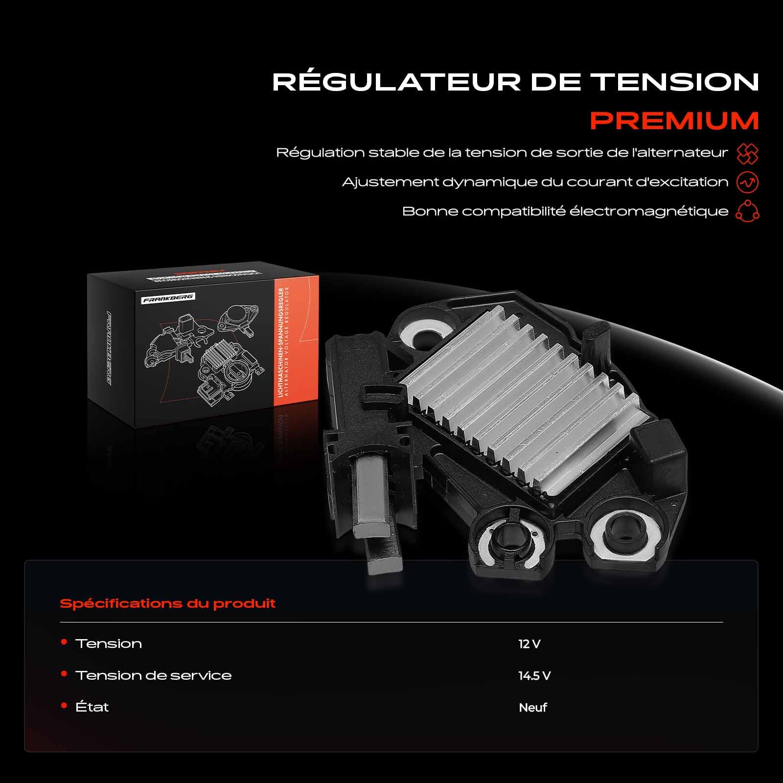 Frankberg Régulateur d'alternateur, régulateur de générateur, 2 pôles, | Compatible avec: Série 3 E46, X5 E53, Série 3 Cabriolet E46, Coupé Série 3 E46, Série 3 Compact E46, Série 3 Touring E46