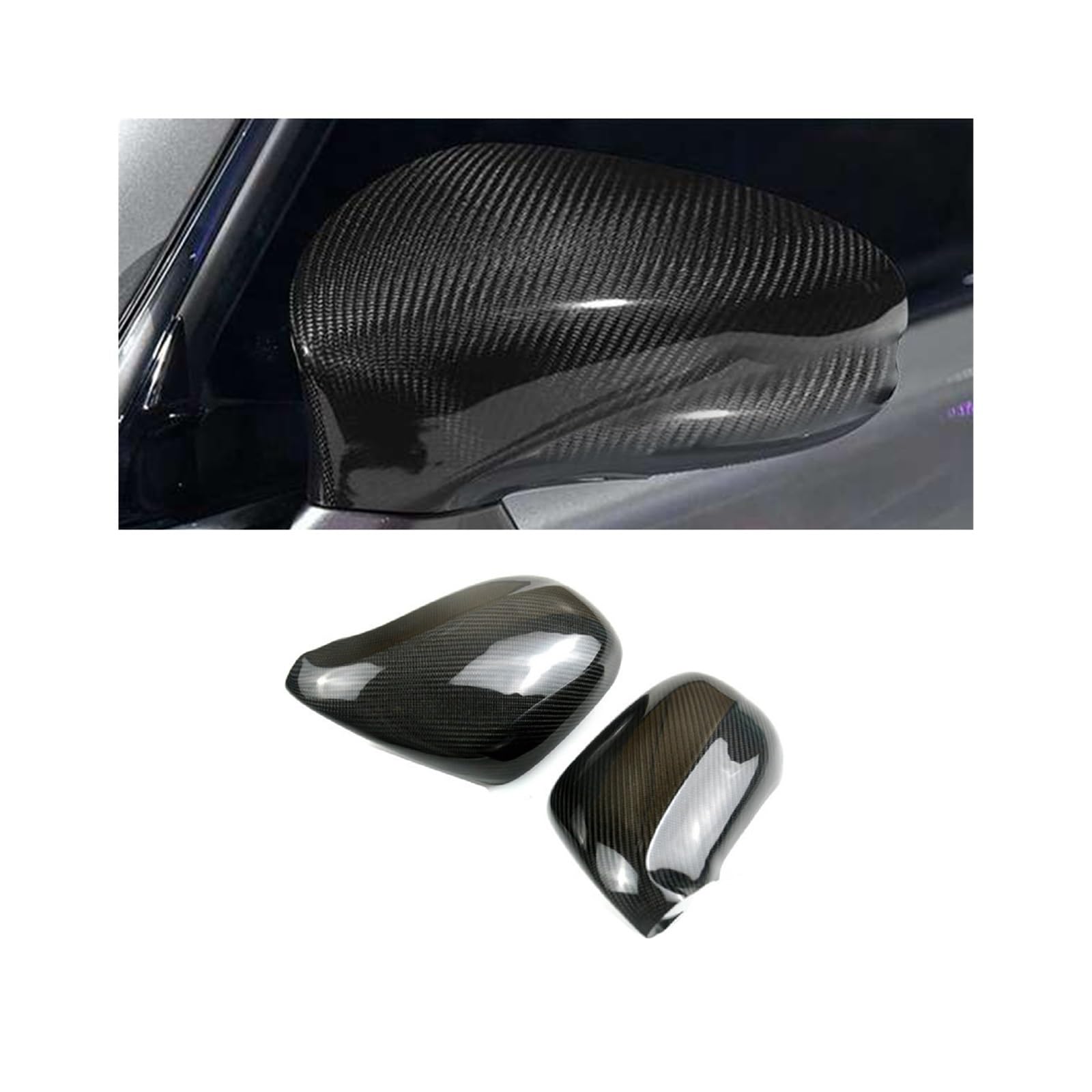 Compatible For IS250 IS300 IS350 2006-2012 Real Carbon Fiber Side Rear View Mirror Cover Trim Without Lighted Style