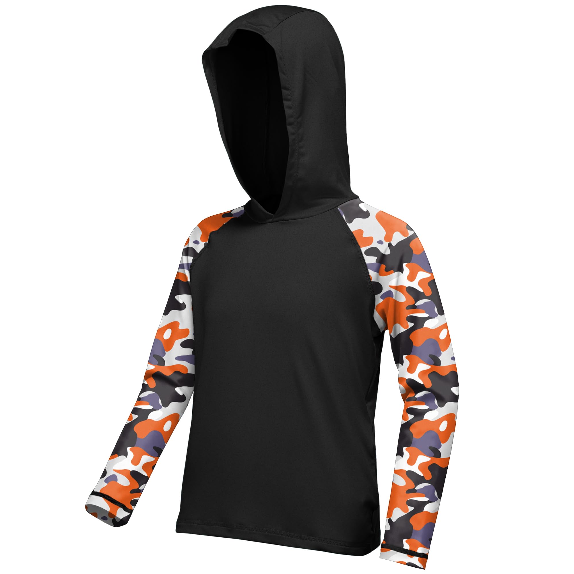 Boys Rash Guard Swim Hoodie, Kids Long Sleeve Sun Fishing Shirts