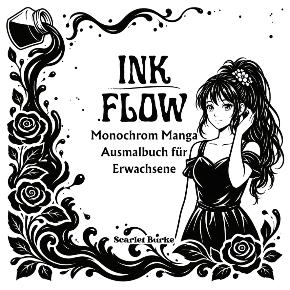 INK FLOW: Monochrom Manga Ausmalbuch für Erwachsene