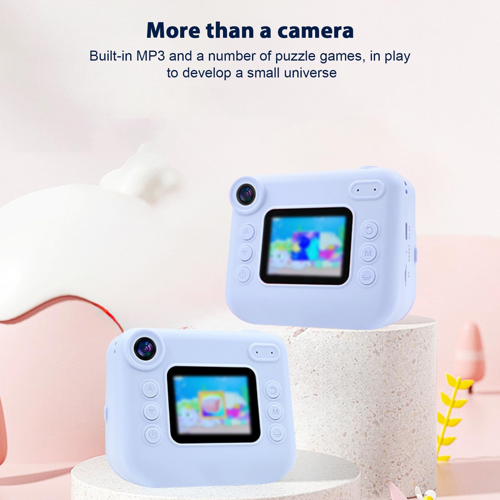 Andoer Sofortbildkamera für Kinder, Digitalkamera für Kinder mit Druckpapier, 2,0-Zoll-Bildschirm Reisekamera für Jungen und Mädchen 3-14 Jahren (Blau)