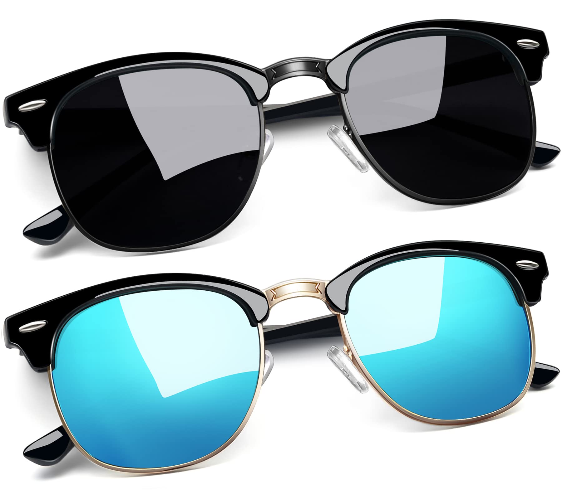 Joopin Vintage Sunglasses Half Frame Sun Glasses Polarized UV Protection Browline Shades for Women Men