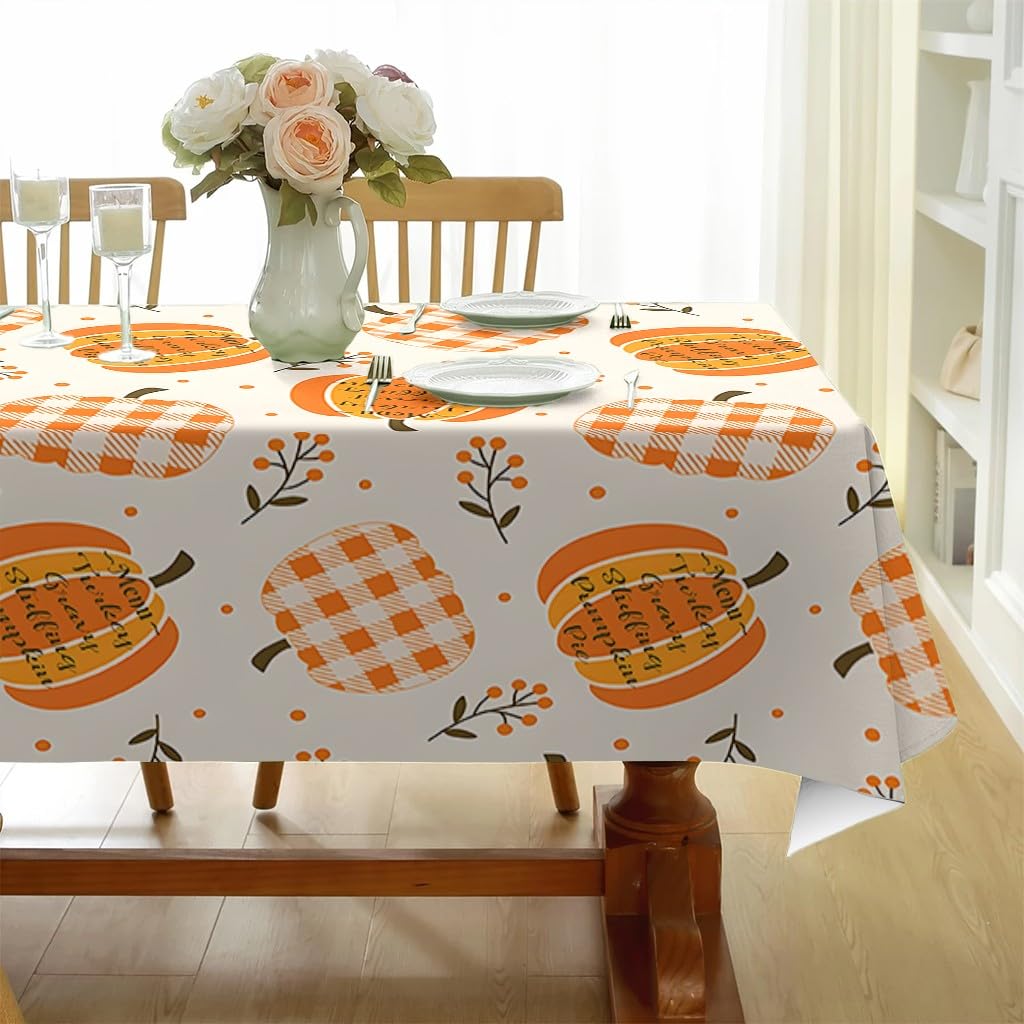 Nappe Rectangulaire 160 x 240 cm Citrouille à Carreaux
