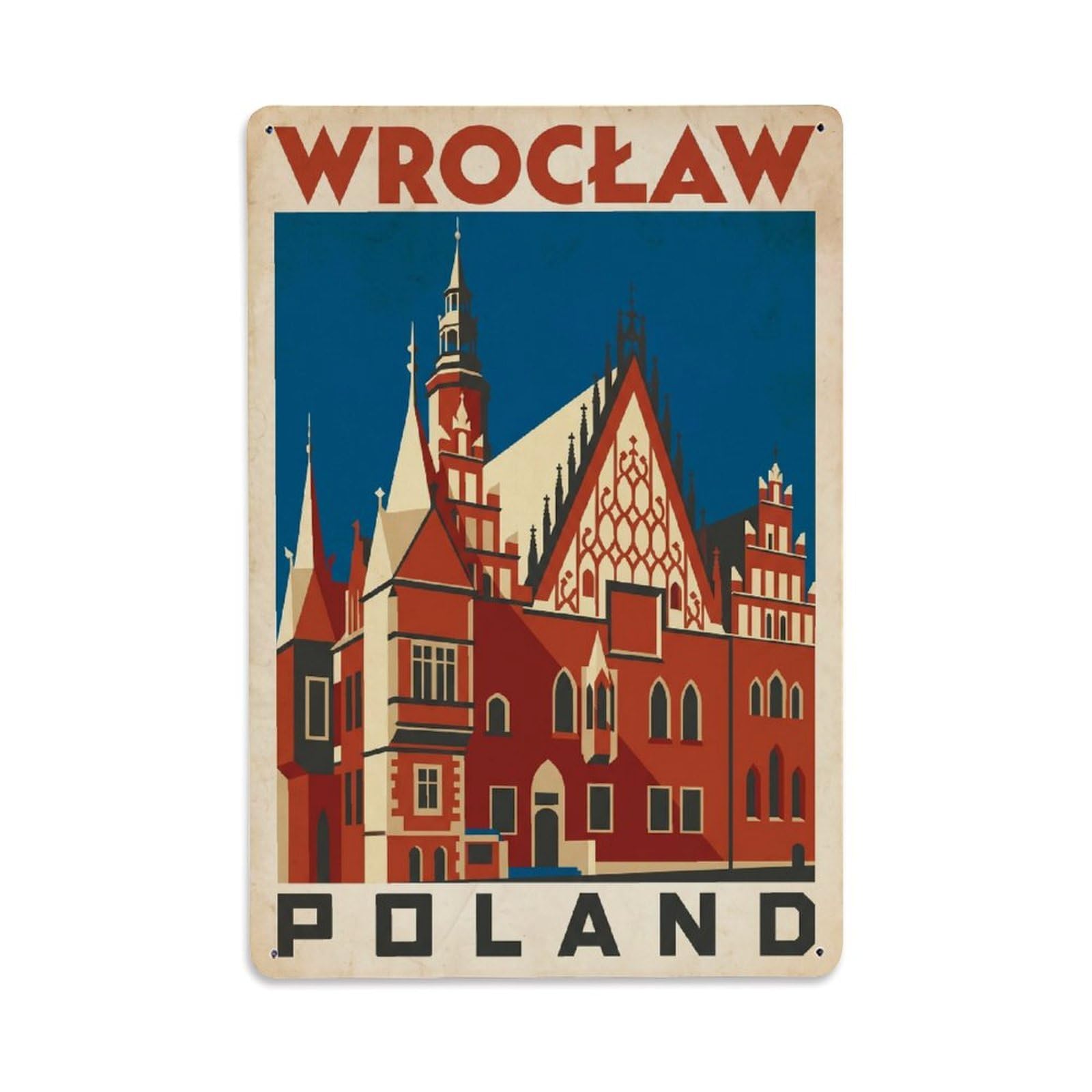 Retro Poland Wroclaw Travel Metal Tin Sign