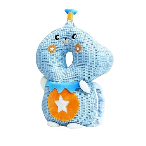 JunNeng Baby Walker - Mochila protectora de cabeza de 3 lados, almohadilla de seguridad para la cabeza de los niños, sello azul
