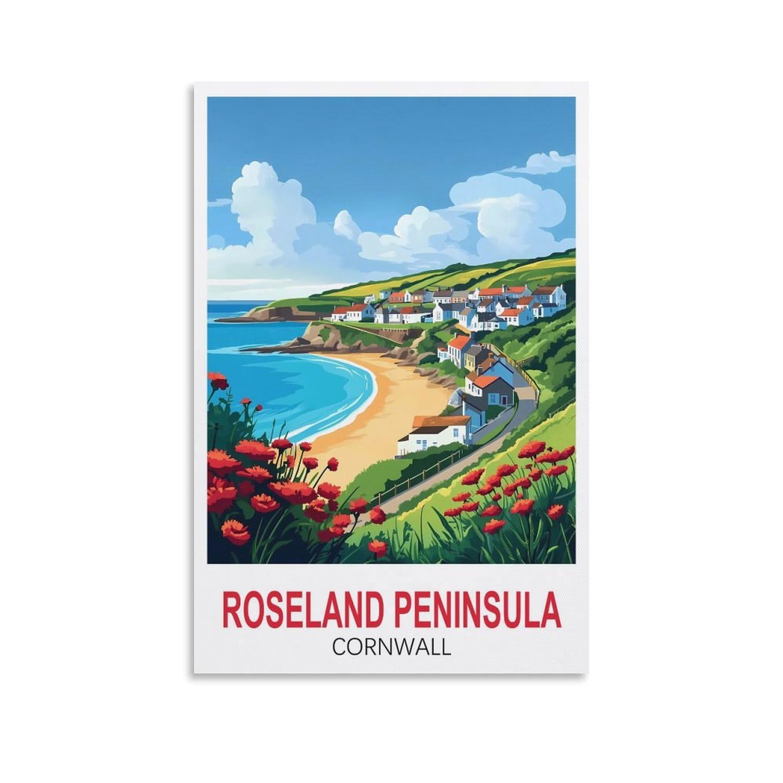 EZMLFA 5D Diamond Art Kits Adults,Roseland Peninsula Cornwall,DIY Cross Stitch Crystal Rhinestone Embroidery Pictures Craft for Home Wall Deco 40x40cm