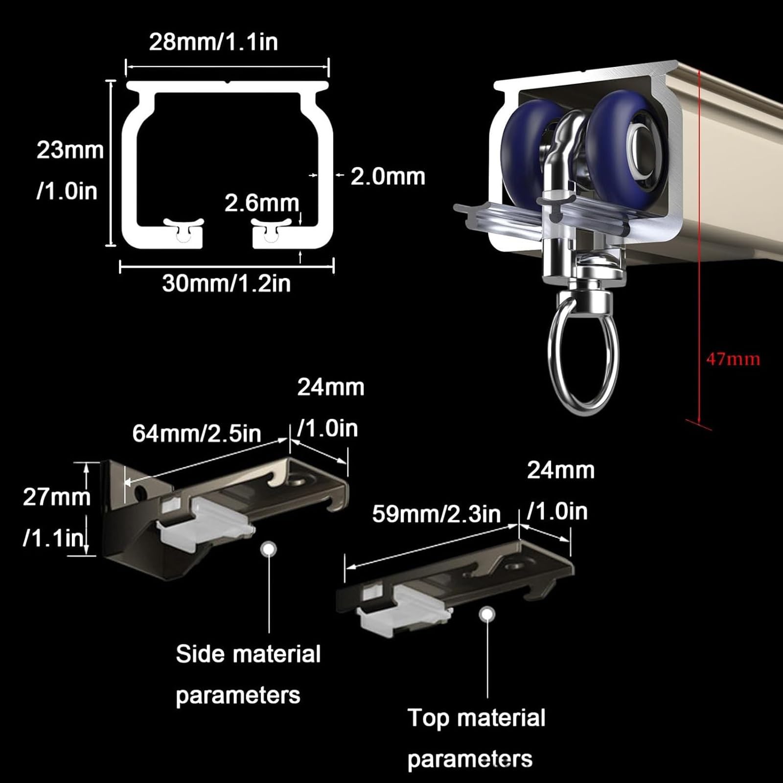 Barras divisoras de pared para techo de aluminio pesado para sala de estar, dormitorio, ducha, 100-600 cm (blanco, 1,8 m / 5.9ft)