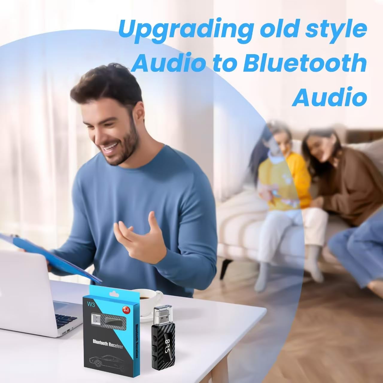 Adattatore Bluetooth USB 5.3 Ricevitore per PC, altoparlanti, autoradio e stereo con 3.5mm AUX