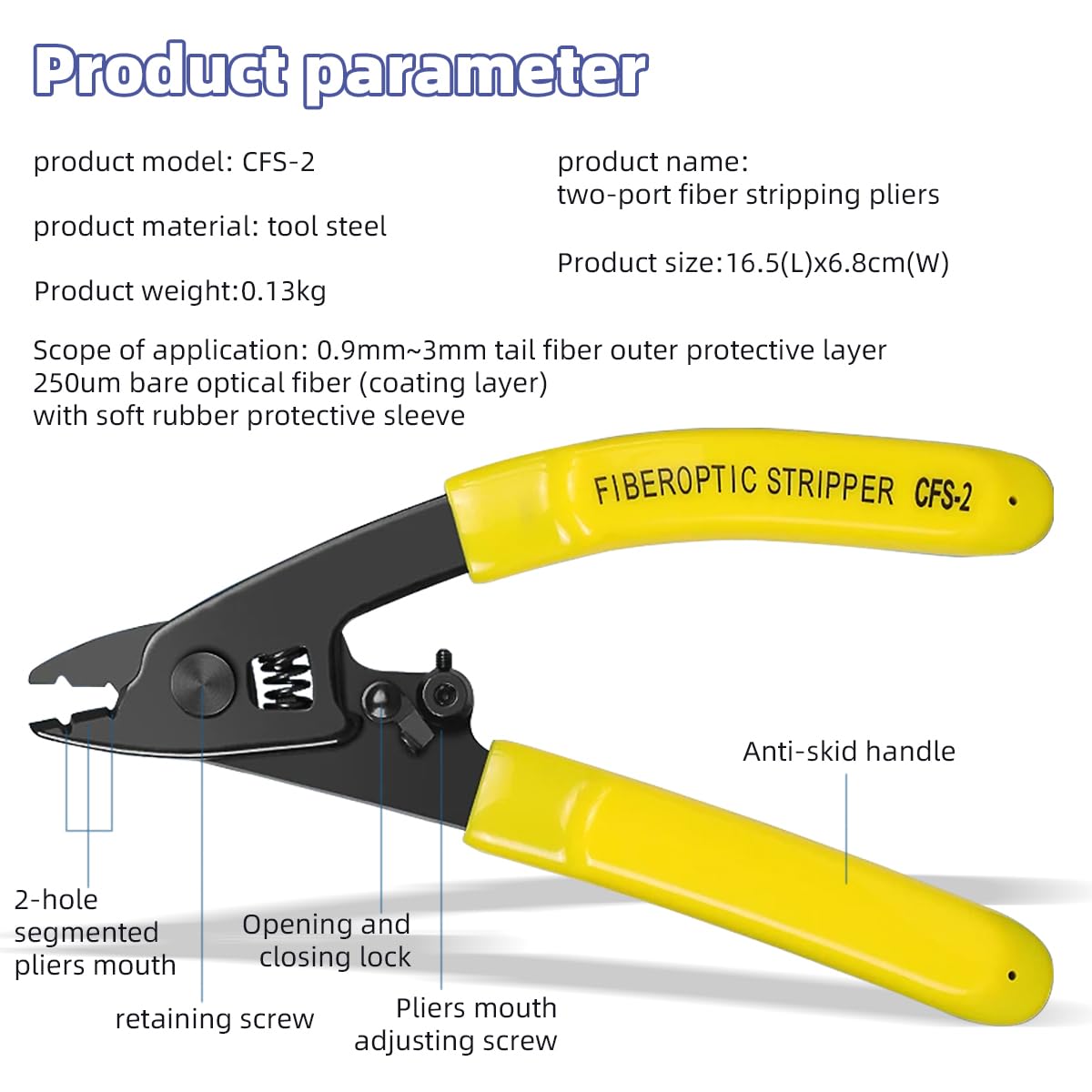 Coupleuse de fibre FC-6S avec 2 clés Allen + sac et dénudeur de fibre CFS-2 | kit d'outils de coupe de fibre optique, longueur de coupe 9 à 16 mm, environ 36 000 temps de coupe