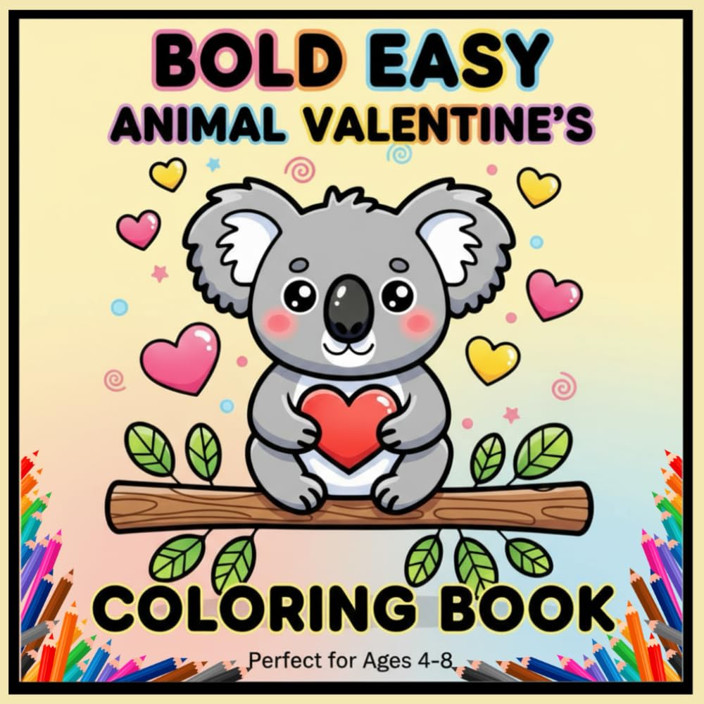 Biold & Eaisy Animal Valentine’s Coloring Book: Simple and Fun Pages in a Large 8.5 × 8.5 Inch Square Format with 103 Pages