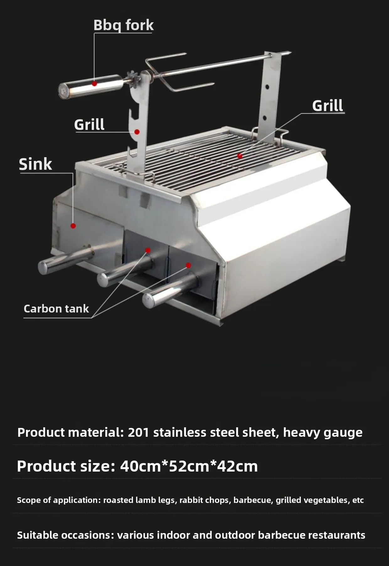 Przenośny bezdymny grill na węgiel drzewny – pogrubiony grill stołowy na kemping na świeżym powietrzu, podwórko domowe i grill w restauracji