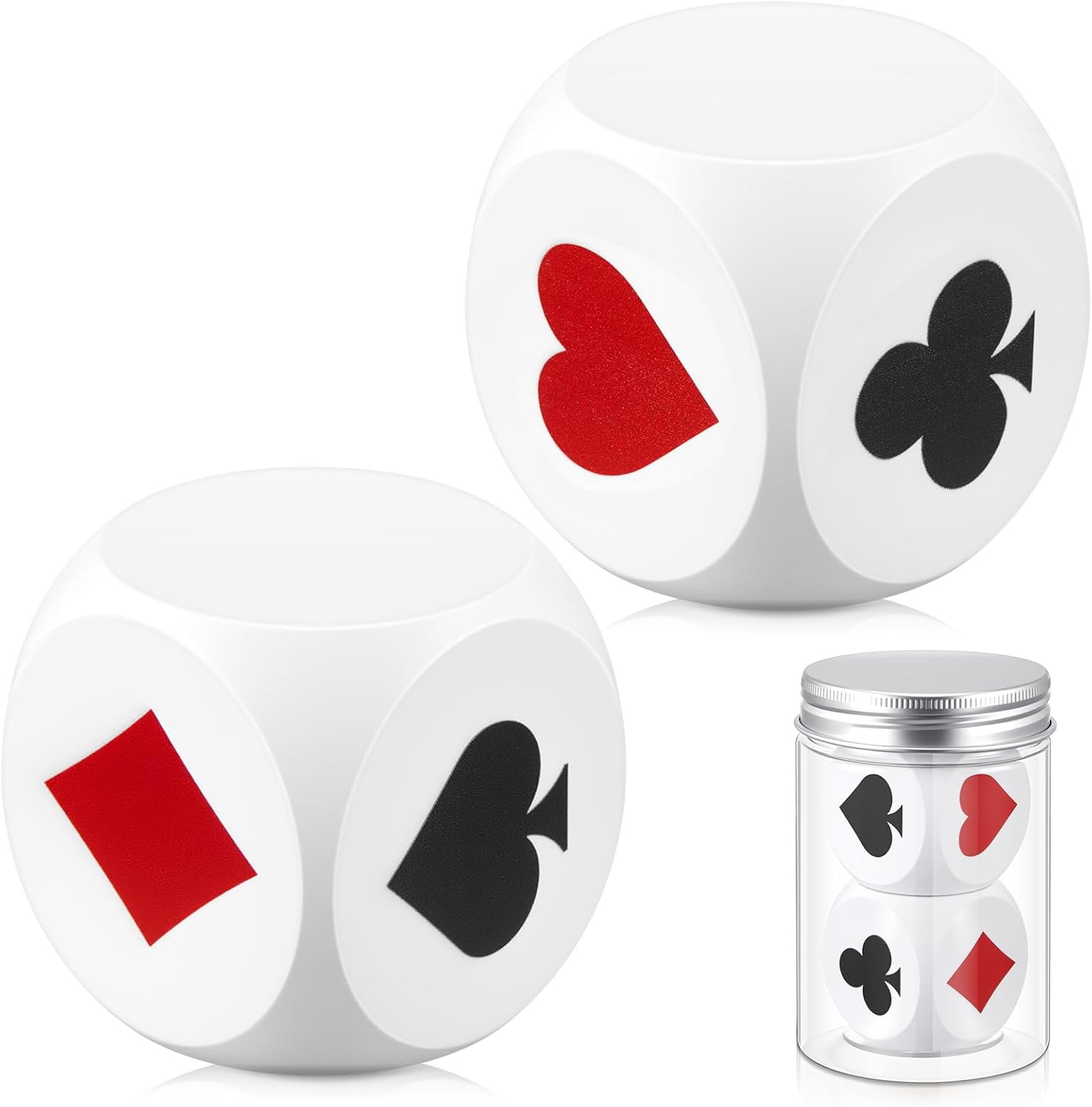 Seenelling 2 Pcs Wooden Marker Dice with Storage Box Big Size 1.57''(4cm) Ace Indicator Wooden Suit Dice Cube Clear Prints Euchre Cube Great Gift for Euchre Poker Cards Game(Brown)