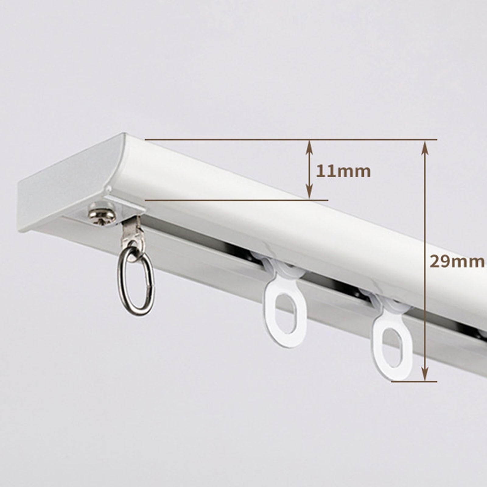 Rail de rideau en alliage d'aluminium ultra-mince, monté sur le dessus avec perforations, conception ultra-mince, adapté aux baies vitrées et aux salles de bains(210cm)