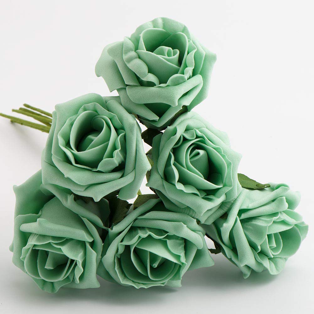 Italian Options Colourfast Artificial Foam Rose Flowers Wedding Bouquet, 5cm, Mint
