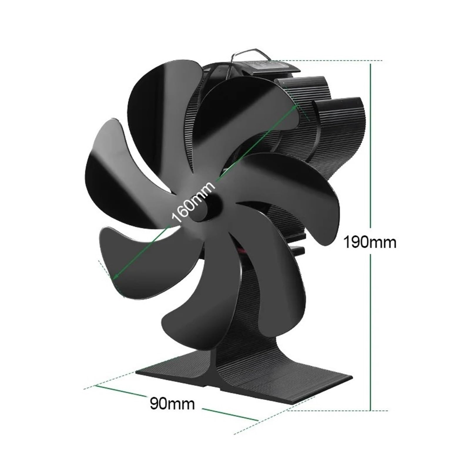 Ventilador Estufa Leña Ventilador For Hogar Negro Con 7 Aspas, Estufa De Calor, No Requiere Batería Ni Electricidad, Quemador Leña, Ecológico Silencioso(1 PCS-7 Blade)