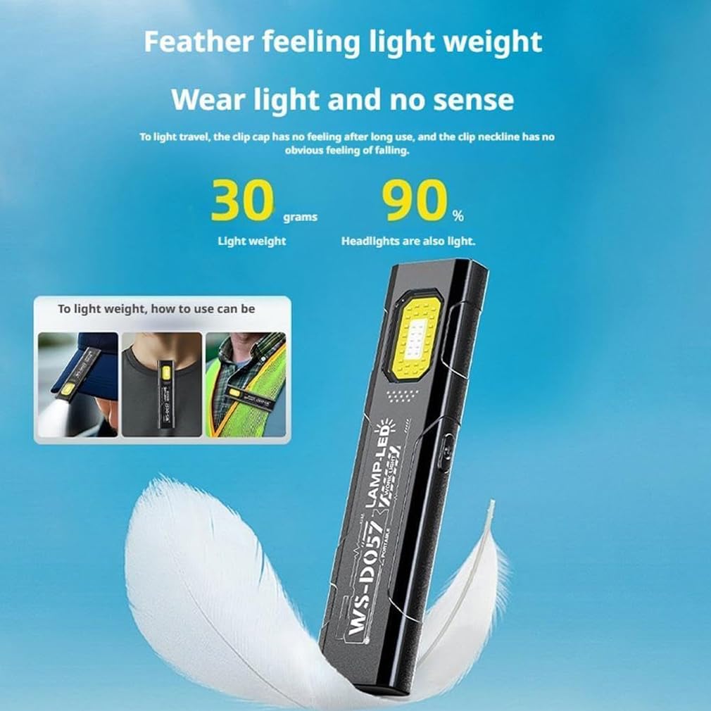 Mini Torcia EDC Sottile Con Magnete E Ricarica USB – COB Luce Da Lavoro 350 Lumen